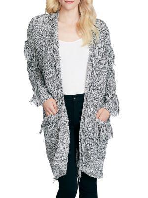 Jessica Simpson Knit Fringe Open Front Cardigan