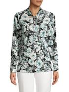 Karl Lagerfeld Paris Floral V-neck Button-down Shirt