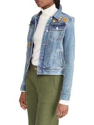 Lauren Ralph Lauren Embroidered Patch Denim Jacket