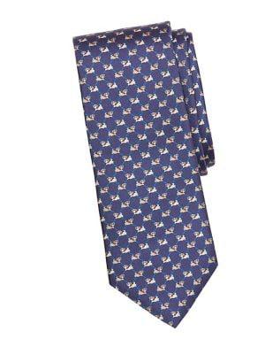 Brooks Brothers Red Fleece Dog Printed Silk Tie