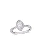 Sonatina Diamond Bridal 14k White Gold And Marquise-cut Diamond Floating Halo Engagement Ring