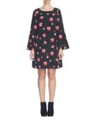Cece Floral Melody Bell Sleeve Shift Dress