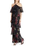 Lauren Ralph Lauren Floral Ruffle-tiered Gown