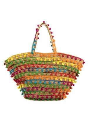 Circus By Sam Edelman Adakynn Rainbow Pom Straw Tote Bag