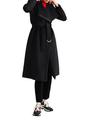 Mango Unstructured Belted Wool-blend Coat