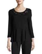 Halston Embroidered Roundneck Top