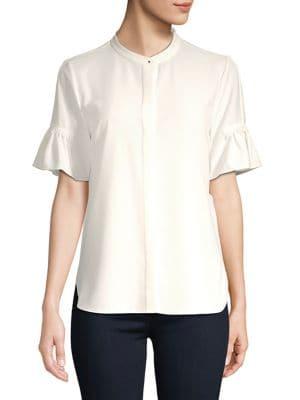 Elie Tahari Ruffle-sleeve Chiffon Blouse