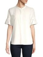 Elie Tahari Ruffle-sleeve Chiffon Blouse
