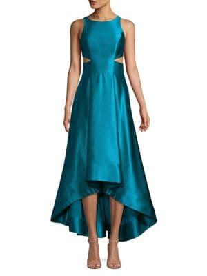 Aidan By Aidan Mattox Satin Cutout High-low A-line Evening Dress
