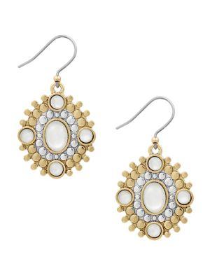 Lucky Brand April Chase Mother-of-pearl Dot Drop Earrings