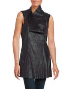 Calvin Klein Faux Suede-trimmed Leatherette Vest