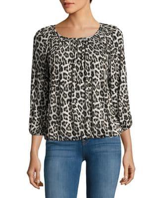 Michael Michael Kors Petite Petite Printed Peasant Top