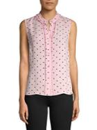 Brooks Brothers Red Fleece Polka-dot Button-front Top