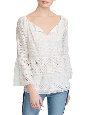 Lauren Ralph Lauren Petite Eyelet Lace Cotton Top