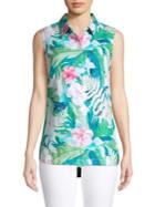 Tommy Bahama Sleeveless Floral Button Front Blouse