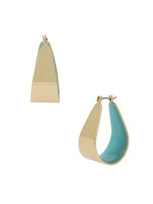 Bcbgeneration Sculptural Wide Blue Colored Hoop Earrings