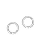 Vince Camuto Silvertone And Cubic Zirconia Pave Circle Hinge Earrings