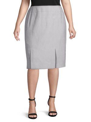 Kasper Plus Herringbone Pencil Skirt
