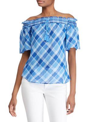 Lauren Ralph Lauren Off-the-shoulder Tassel Cotton Top