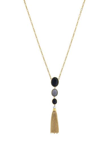 Cole Haan 10k Gold-plated Stone Fringe Pendant Necklace