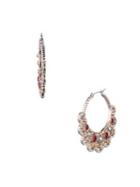 Marchesa Goldtone, Faux Pearl & Crystals Hoop Earrings