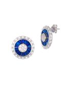 Lord & Taylor White And Blue Cubic Zirconia Circle Earrings