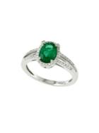Effy Diamonds, Emerald And 14k White Gold Ring
