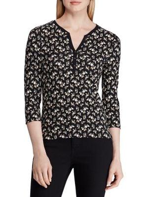 Lauren Ralph Lauren Floral-print Stretch Henley Tee