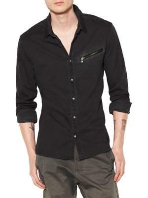 John Varvatos Snap Front Zipper Shirt