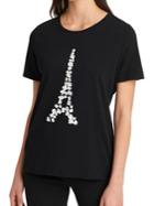 Karl Lagerfeld Paris Floral Applique Eiffel Tower Tee