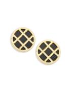 House Of Harlow Phoebe Caged Leather Button Clip-on Earrings