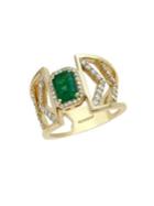 Effy Brasilica Emerald, Diamond And 14k Yellow Gold Ring 0.55 Tcw