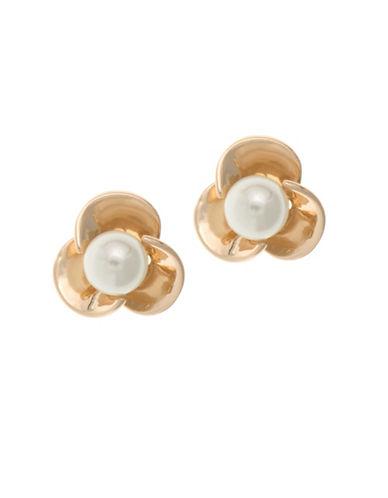 Anne Klein Faux Pearl Flower Stud Earrings