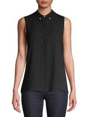 Karl Lagerfeld Paris Sleeveless Faux Pearl-embellished Top