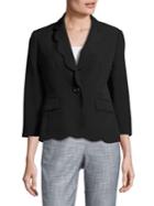 Nipon Boutique Scalloped Trimmed One Button Blazer