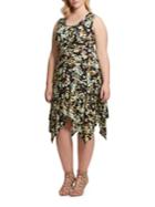 Jessica Simpson Plus Sleeveless Floral-print Sharkbite Jersey Knit Dress