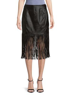 Artistix Patent Fringe Midi Skirt