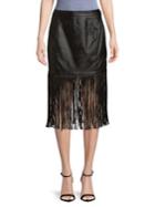 Artistix Patent Fringe Midi Skirt