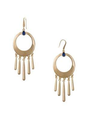 Laundry By Shelli Segal Pacific Blues Goldtone & Crystal Frontal Hoop Chandelier Earrings