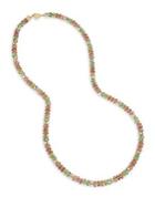 Betsey Johnson Goldtone And Mixed Stone Mesh Long Necklace