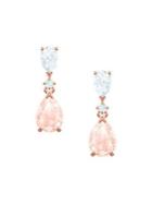 Vintage Clear And Pink Swarovski Crystal Drop Earrings
