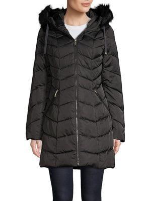 Tahari Faux Fur-trimmed Puffer Jacket