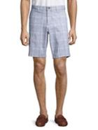 Black Brown Windowpane-print Stretch Shorts