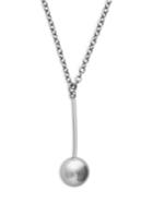 Shade Silvertone Stick And Bead Pendant Necklace