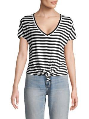 Bailey 44 Ocelot Tie-front Striped Tee