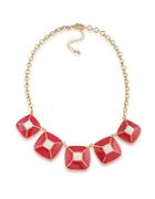 1st And Gorgeous Enamel Pyramid Pendant Statement Necklace In Red And White