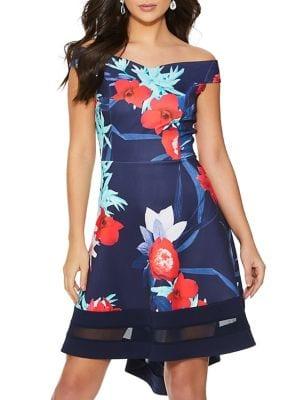 Quiz Floral Printed Bardot Dress