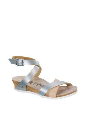 Birkenstock Lola Metallic Leather Wedge Sandals