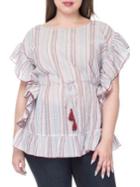 B Collection By Bobeau Plus Anara Stripe Cotton Blouse