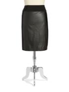 Calvin Klein Plus Faux Leather & Knit Pencil Skirt